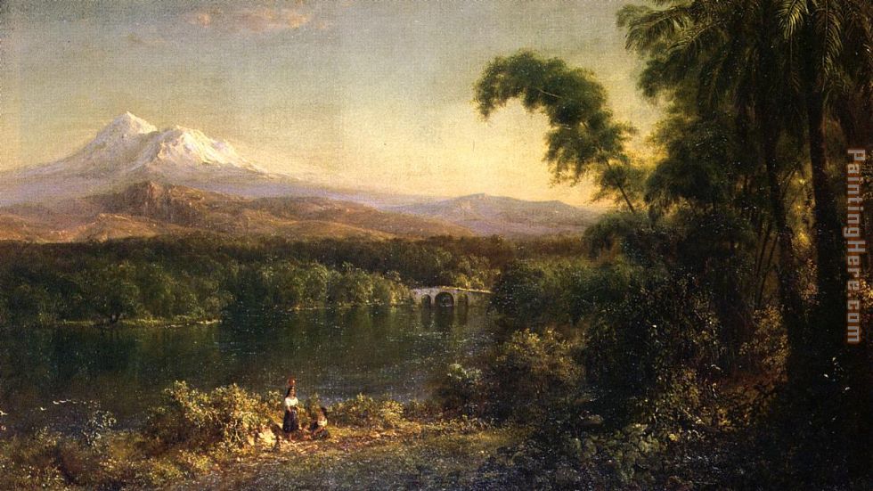 Figures in an Ecuadorian Landscape painting - Frederic Edwin Church Figures in an Ecuadorian Landscape art painting